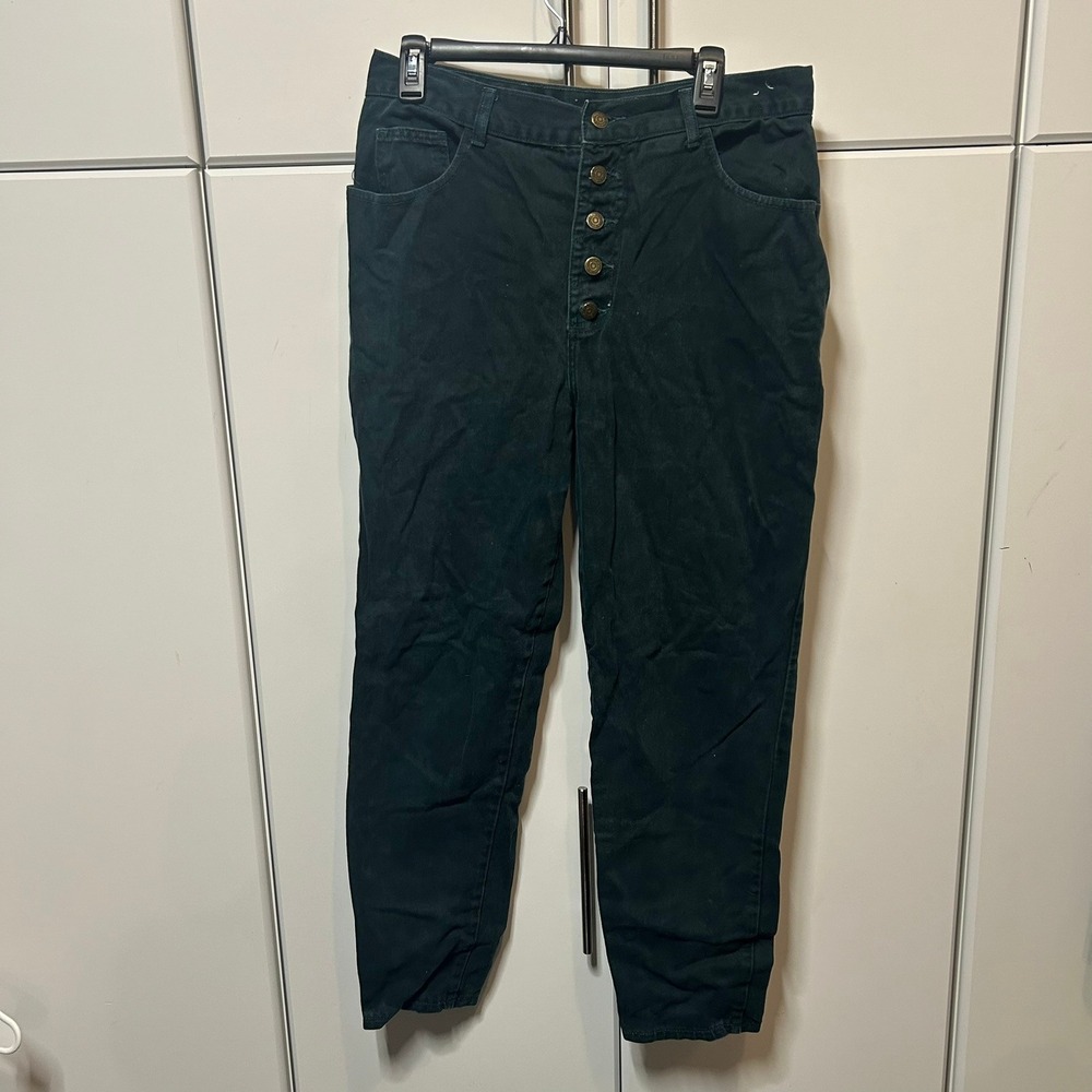 Vintage‎ Watch LA High Waisted Button Fly Tapered Jeans Forest Green USA 17-18